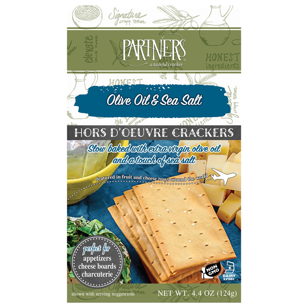 Partners Crackers, Hors D'oeuvre, Olive Oil & Sea Salt 4.4 Oz