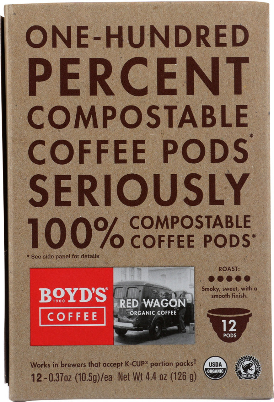 Boyd's Coffee Organic Red Wagon Single Cups, 12 Pcs