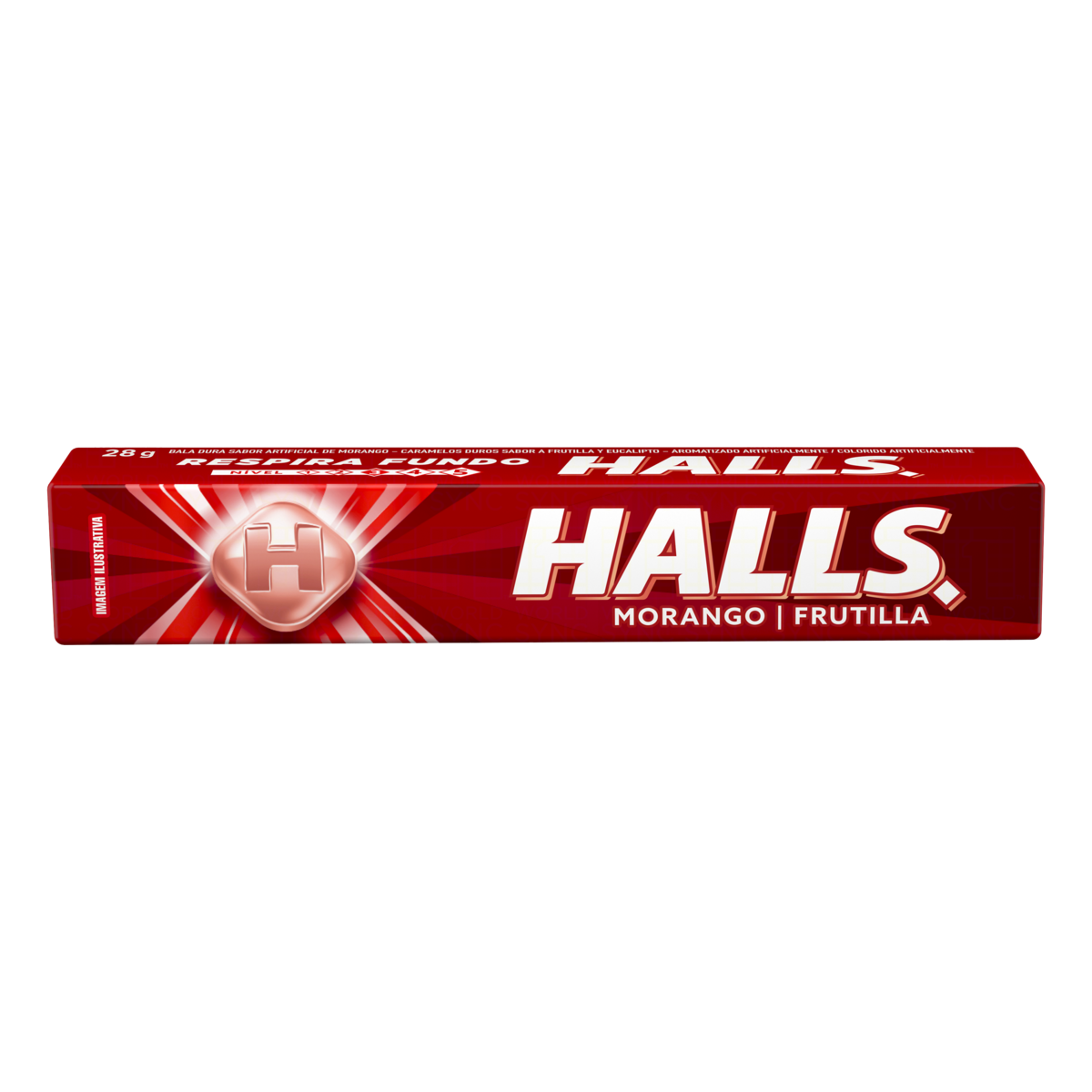 Bala Morango Halls Pacote 34g