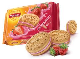 Biscoito Recheio Morango Marilan Pacote 335g
