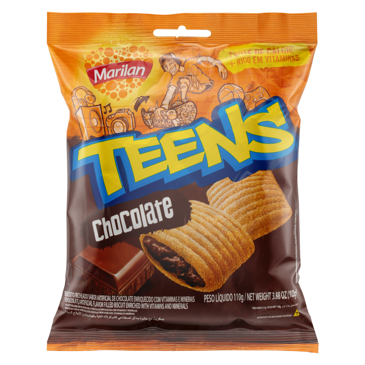 Biscoito Com Recheio De Chocolate Marilan Teens Pacote 110g