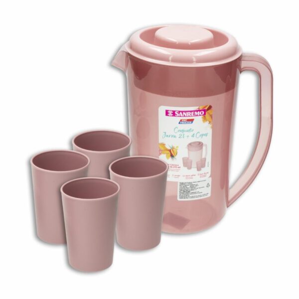 Bettamark Jarra Plástica De 2 Litros + 4 Vasos Unidad