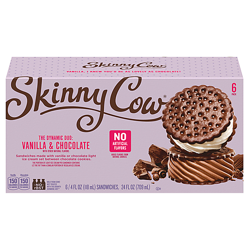 Skinny Cow The Dynamic Duo: Vanilla & Chocolate, 6 Pack Ice Cream Sandwiches