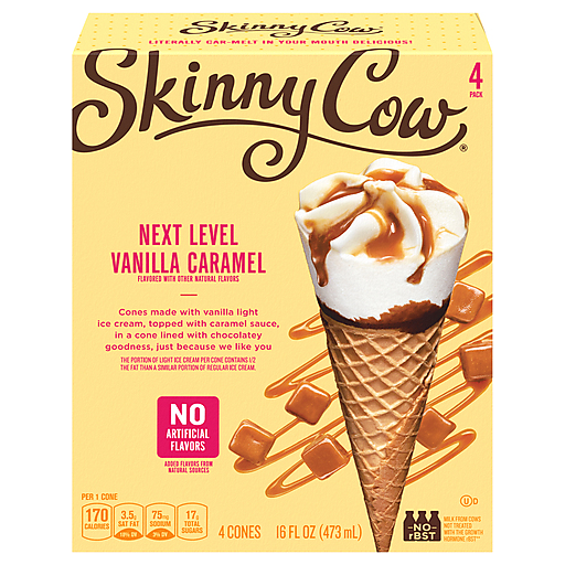 Skinny Cow 4 Pack Next Level Vanilla Caramel Ice Cream Cones