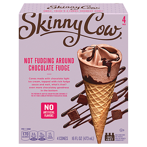 Skinny Cow Ice Cream Cones, Not Fudging Around Chocolate Fudge, 4 Pack