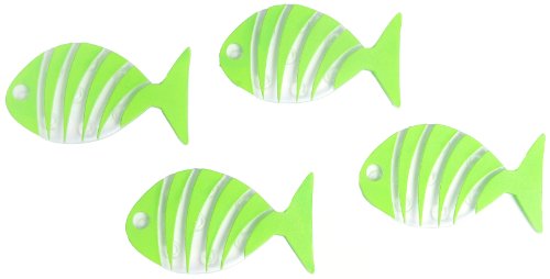 Con-Tact Brand Pack Of Six Non-Adhesive Tub Treads, Lime Green Fish, 5.25" X 3"