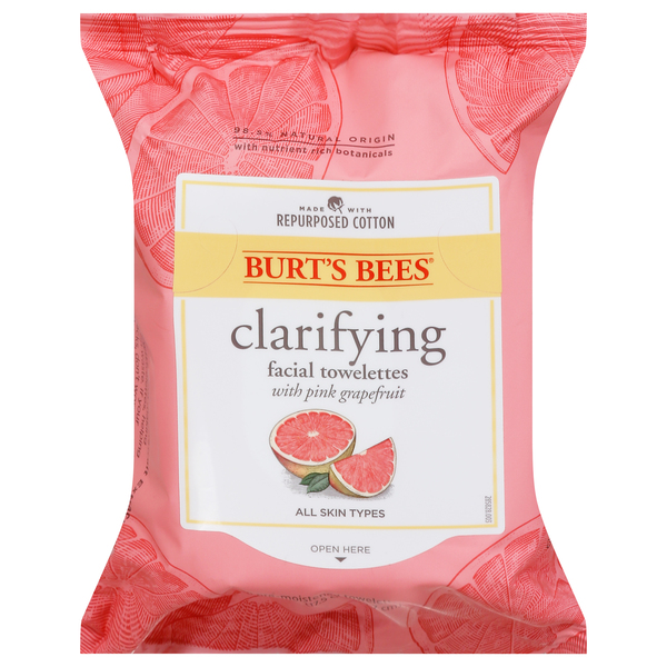 Burt's Bees Clarifying Facial Towelettes For All Skin Types Pink Grapefruit