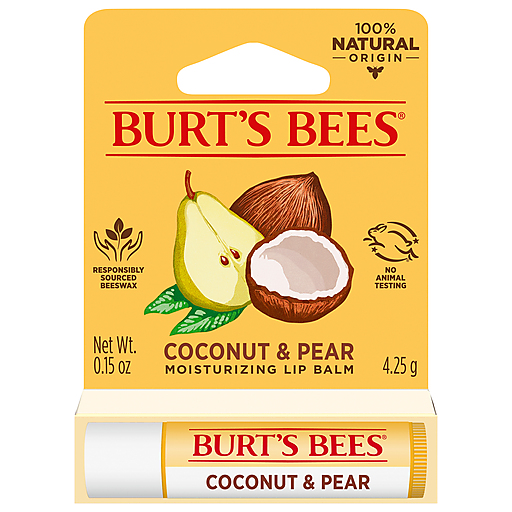 Burt's Bees 100% Natural Moisturizing Lip Balm, Coconut & Pear With Beeswax & Fruit Extracts - 1 Tube