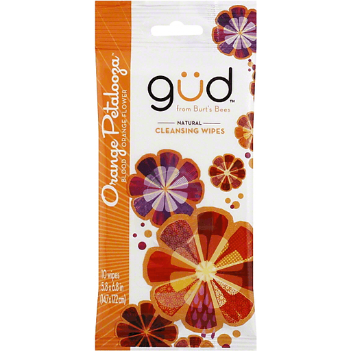 Burts Bees Gud Cleansing Wipes, Orange Petalooza