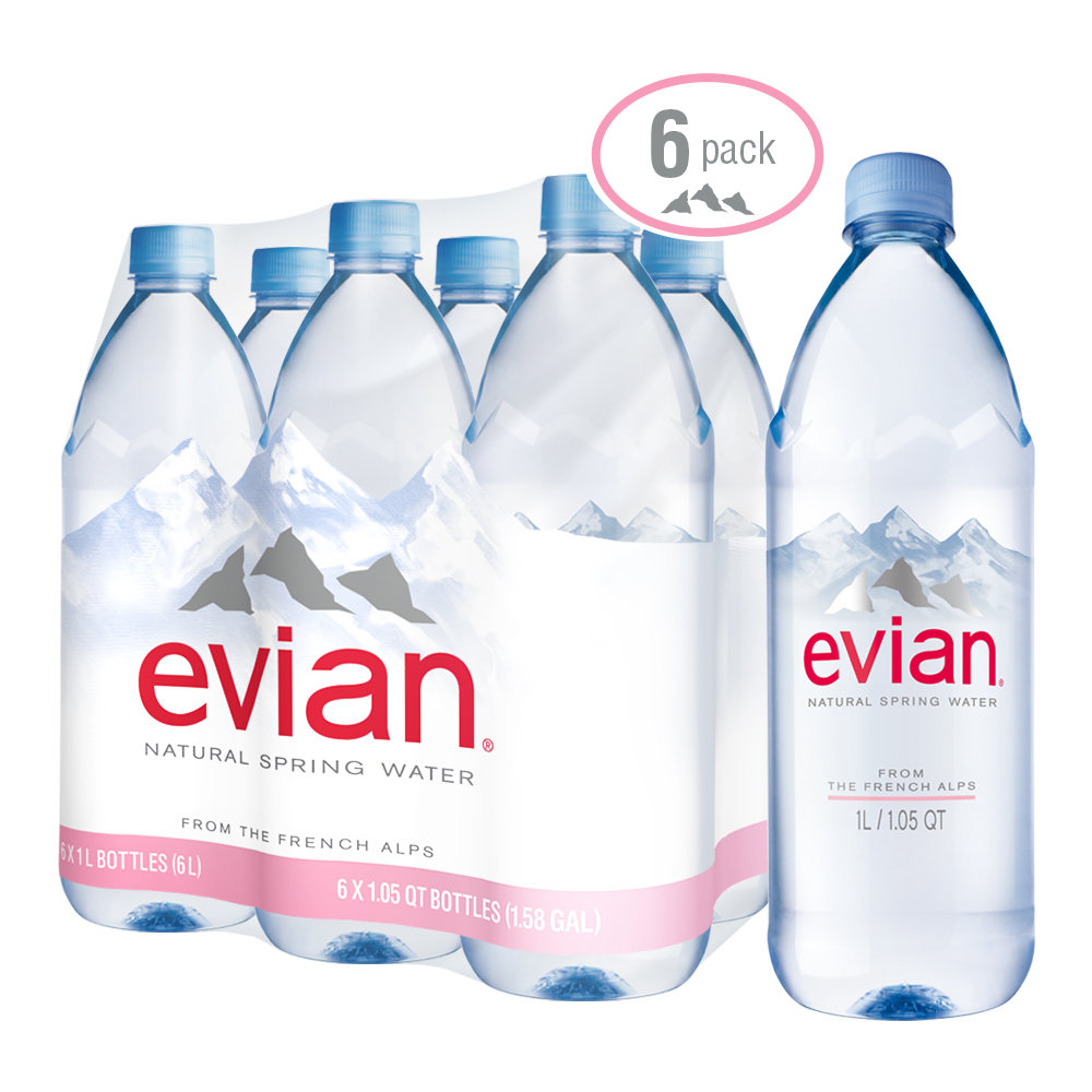 Evian Natural Spring Water Bottles - 6pk/33.8 Fl Oz