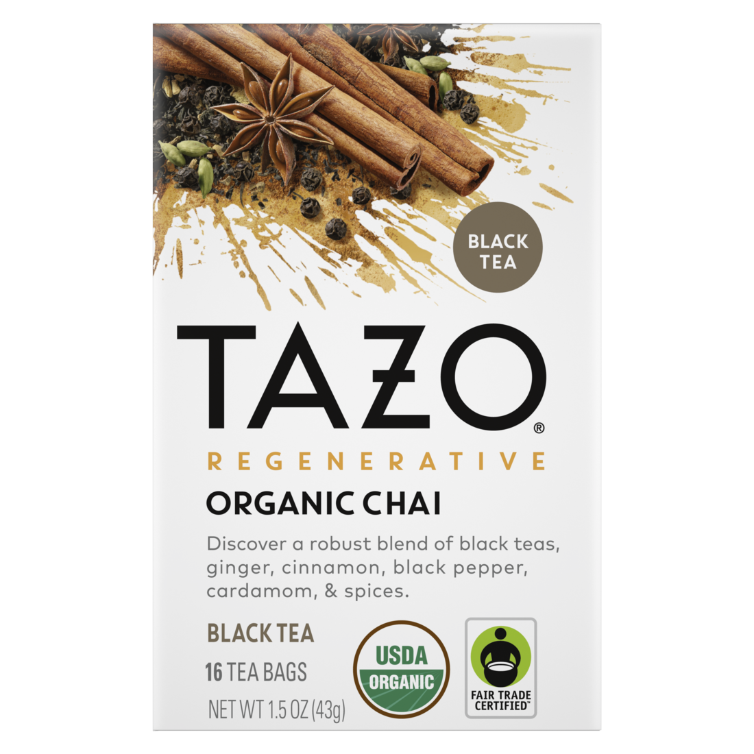 Tazo Black Tea, Organic Chai, Regenerative, Tea Bags