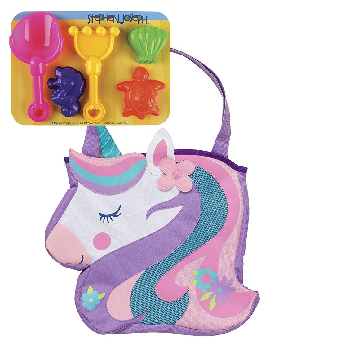 Stephen Joseph Beach Totes With Sand Toy Play Set, Unicorn