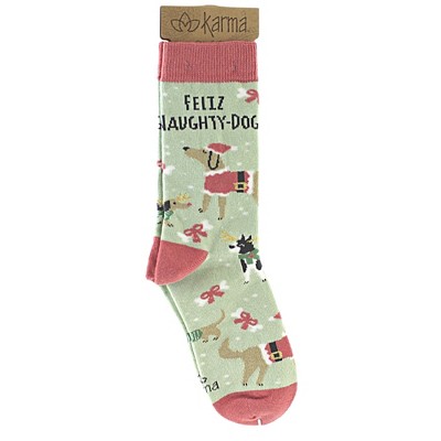 Karma Novelty Socks 12.5" Holiday Socks Feliz Naughty Dog Christmas Dogs - Socks