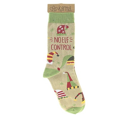 Karma Novelty Socks 12.5" Holiday Socks No Elf Control Christmas Silly Pixi - Socks