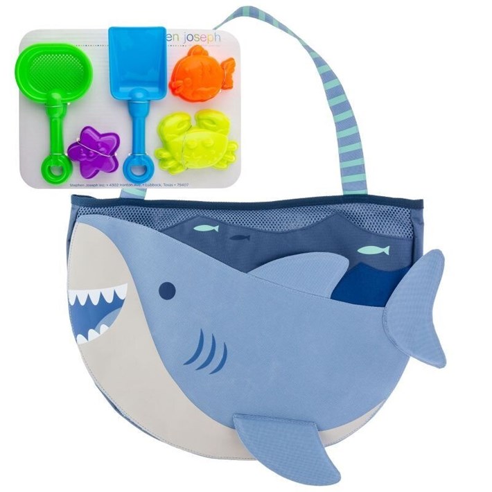 Stephen Joseph Beach Totes With Sand Toy Play Set, Shark