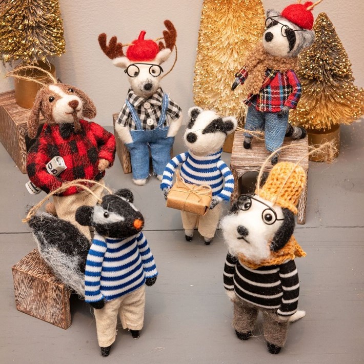 Felt Ornaments Woodland Hipsters S/6 (h21)