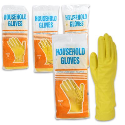 Yellow Household Latex Gloves - SML MED LRG XL X