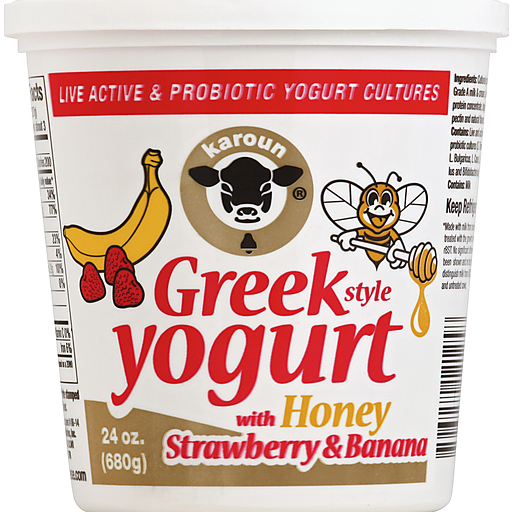 Karoun Yogurt, Greek Style, With Honey Strawberry & Banana
