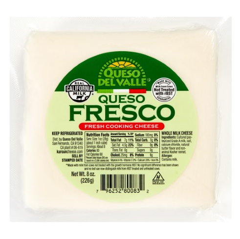 Queso Del Valle Fresco, 8 Oz