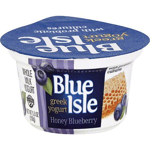 Blue Isle Yogurt, Greek, Whole Milk, Honey Blueberry, Mediterranean