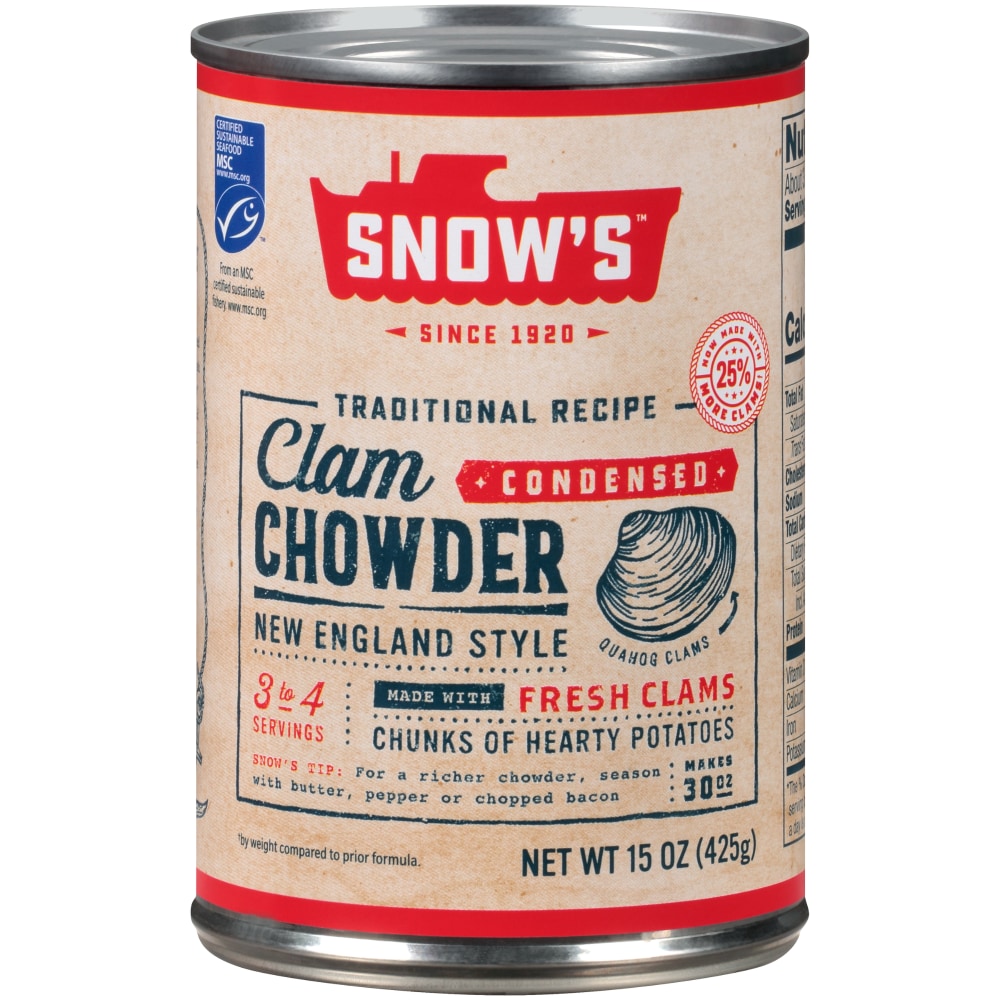 Snow's Traditional Recipe New England Style Condensed Clam Chowder 15 Oz. Can