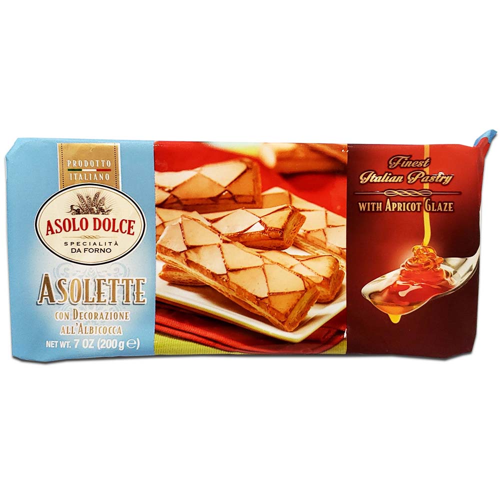 Asolo Dolce Italian Puff Pastry Cookies With Apricot Glaze Asolette 7 Oz