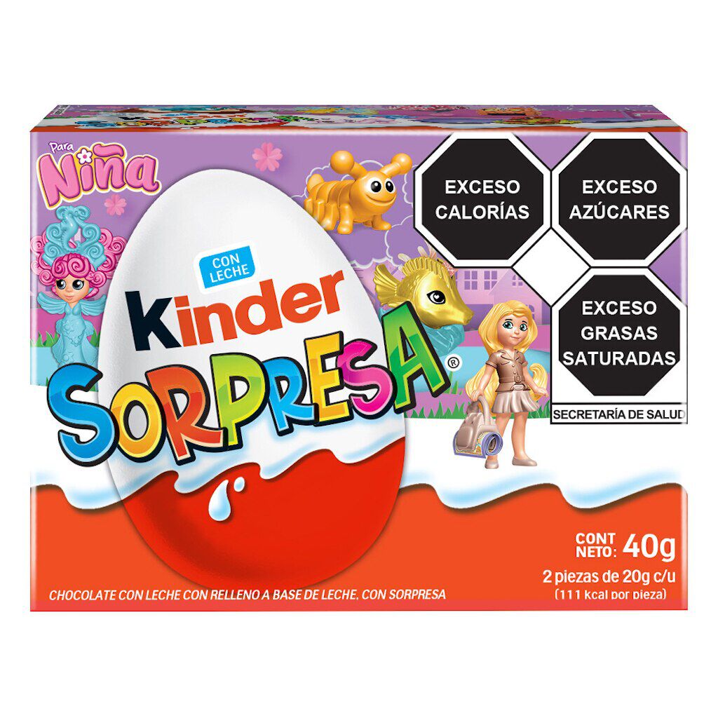 Kinder Sorpresa Chocolate Para Niña 40 Gr Pack Con 2 Piezas