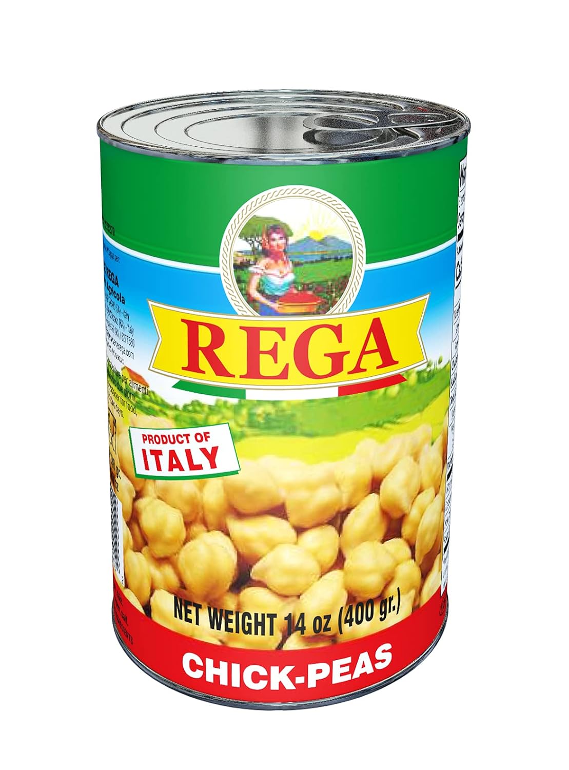 Freccia Rossa Market REGA Garbanzo Beans - Pack Of 6 - Canned Garden Chickpeas Better Than Frozen - Perfect Source Of Vegan Protein And Fiber