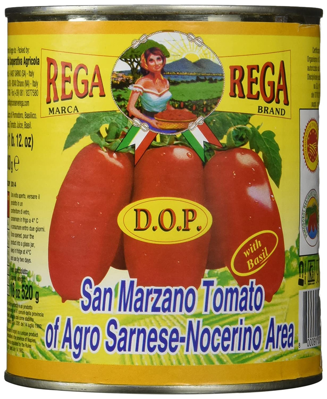 Rega Marca - San Marzano Whole Peeled Tomatoes, 18oz