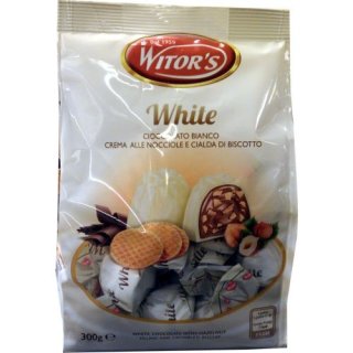 Witor's srl Praline White 300g Beutel (Weiße Schokolade Mit Haselnuss-Creme Waffel-Keks)