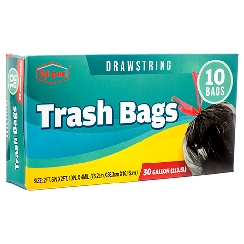 RiPac Trash Bags W/ Drawstring 30 Gal 10ct