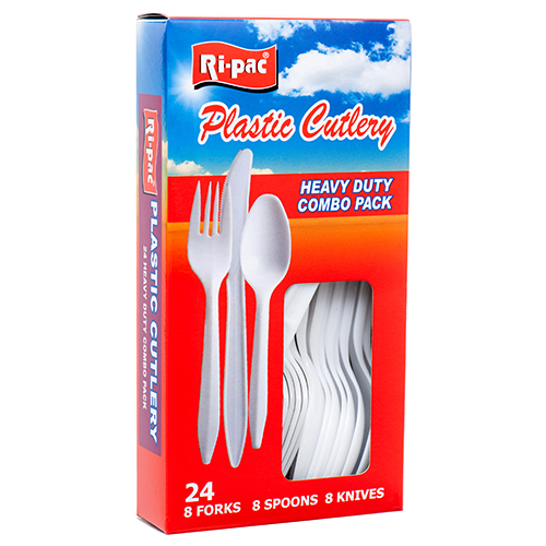 Plastic Cutlery Combo 24ct White Hvy Duty