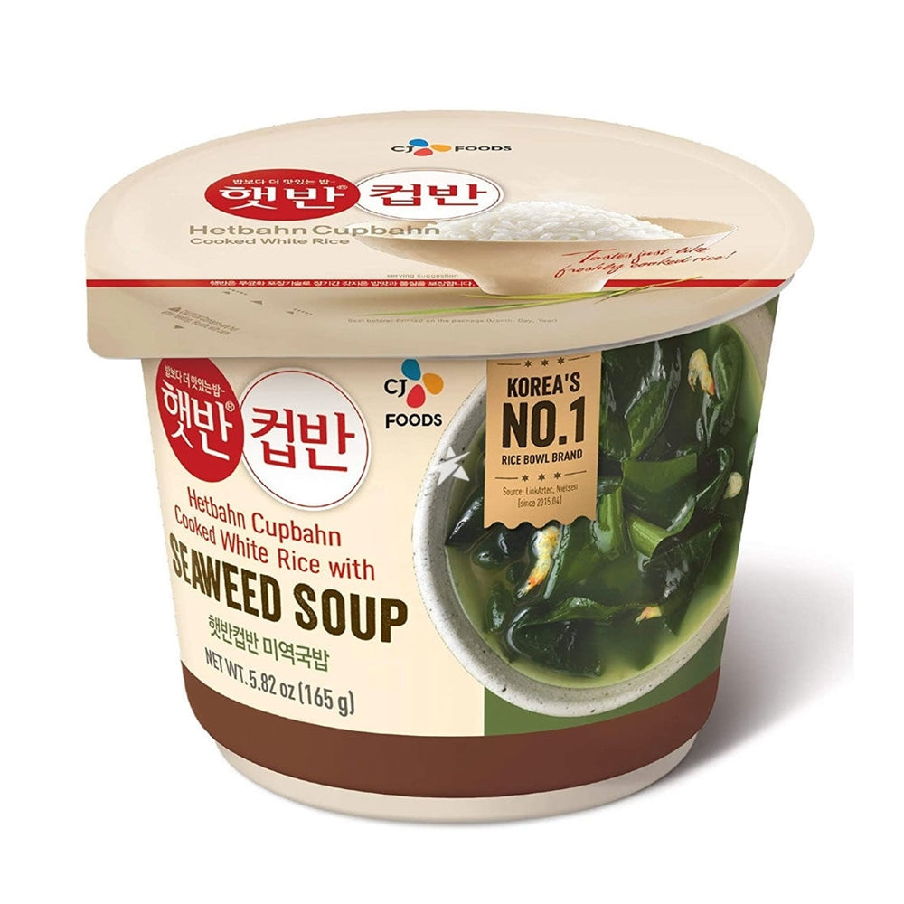 Ca_cj Foods Inc / G CJ Hetbahn Cupbahn Cooked White Rice With Seaweed Soup 5.82oz, CJ 햇반 컵