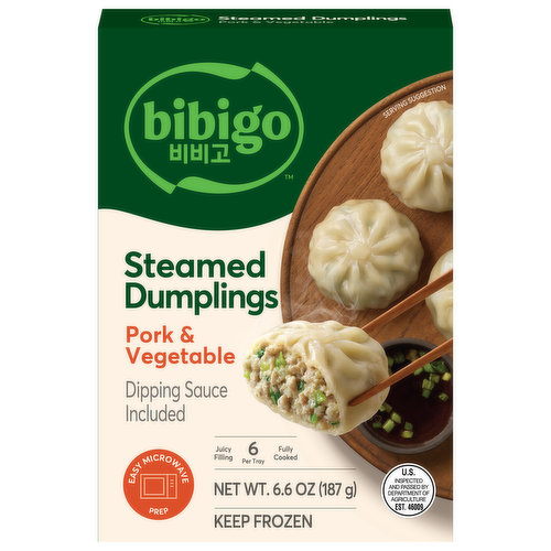 Bibigo Korean Style Pork & Vegetable Steamed Dumplings 6.6 Oz. Box