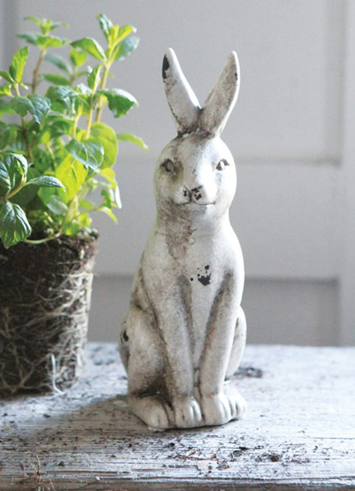 Creative Co-op Co-op Ceramic Bunny Rabbit Figurine, Distressed Cream