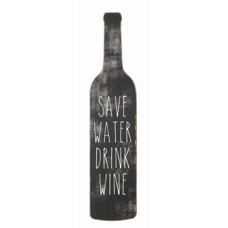 Creative Co-op Wood Save Water Drink Wine Wall Decor