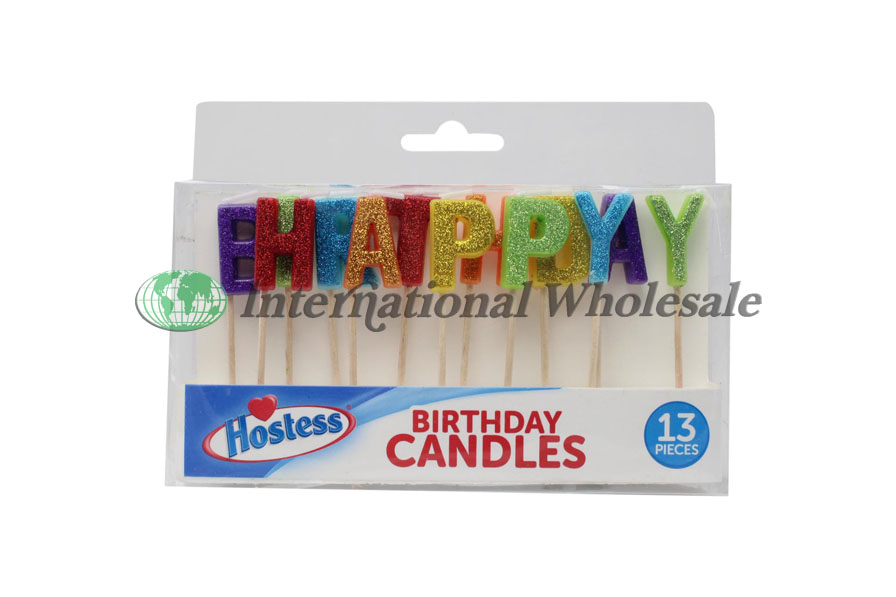 Hostess Happy Birthday Candle Glitter 24ct
