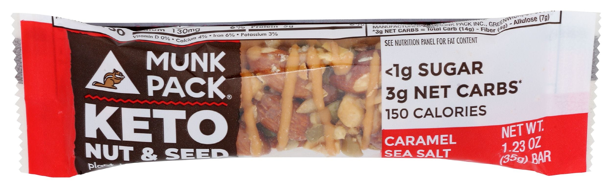 Munk Pack Bar Nut & Seed Caramel Sea Salt Keto - Case Of 12-1.23 OZ