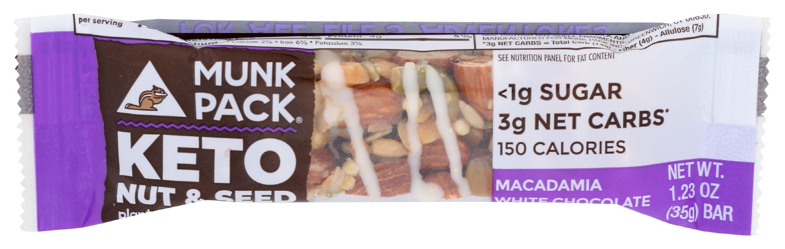 Munk Pack Macadamia White Chocolate Flavored Keto Nut & Seed Bar 1.23 Oz