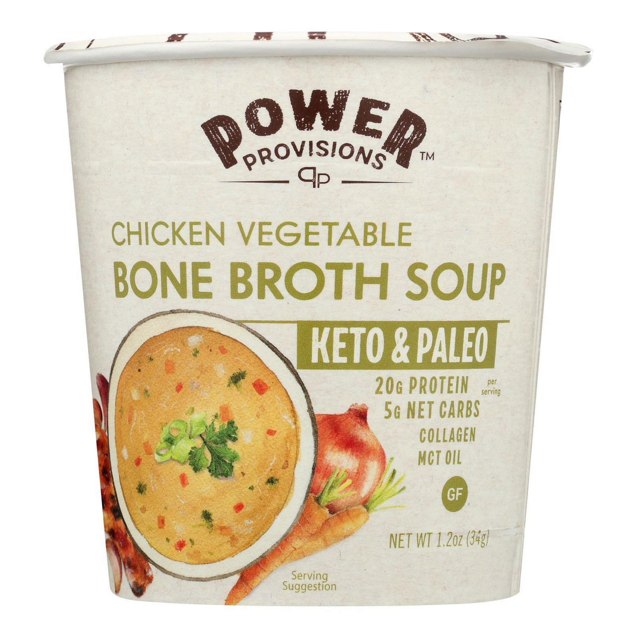 Power Provisions 2529394 1.2 Oz Chicken Vegetable Bone Broth Soup