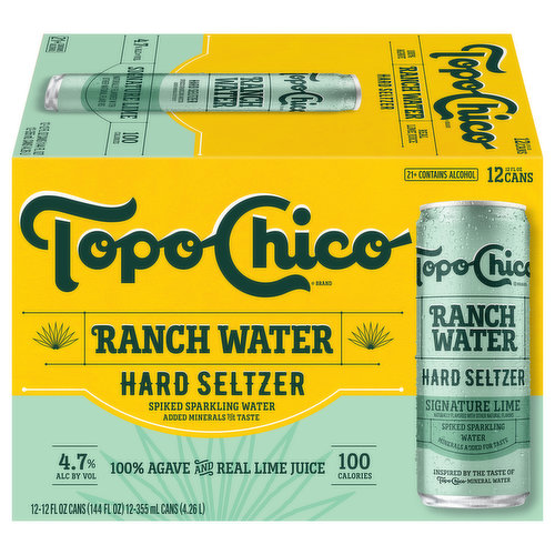Topo Chico Ranch Water Hard Seltzer, Gluten Free, 4.7% ABV, 12-pack, 12-oz Cans
