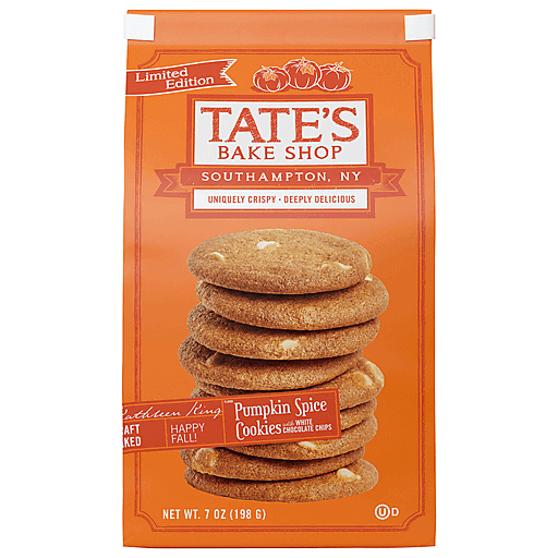 Tate's Bake Shop Limited Edition Pumpkin Spice Cookies With White Chocolate Chips