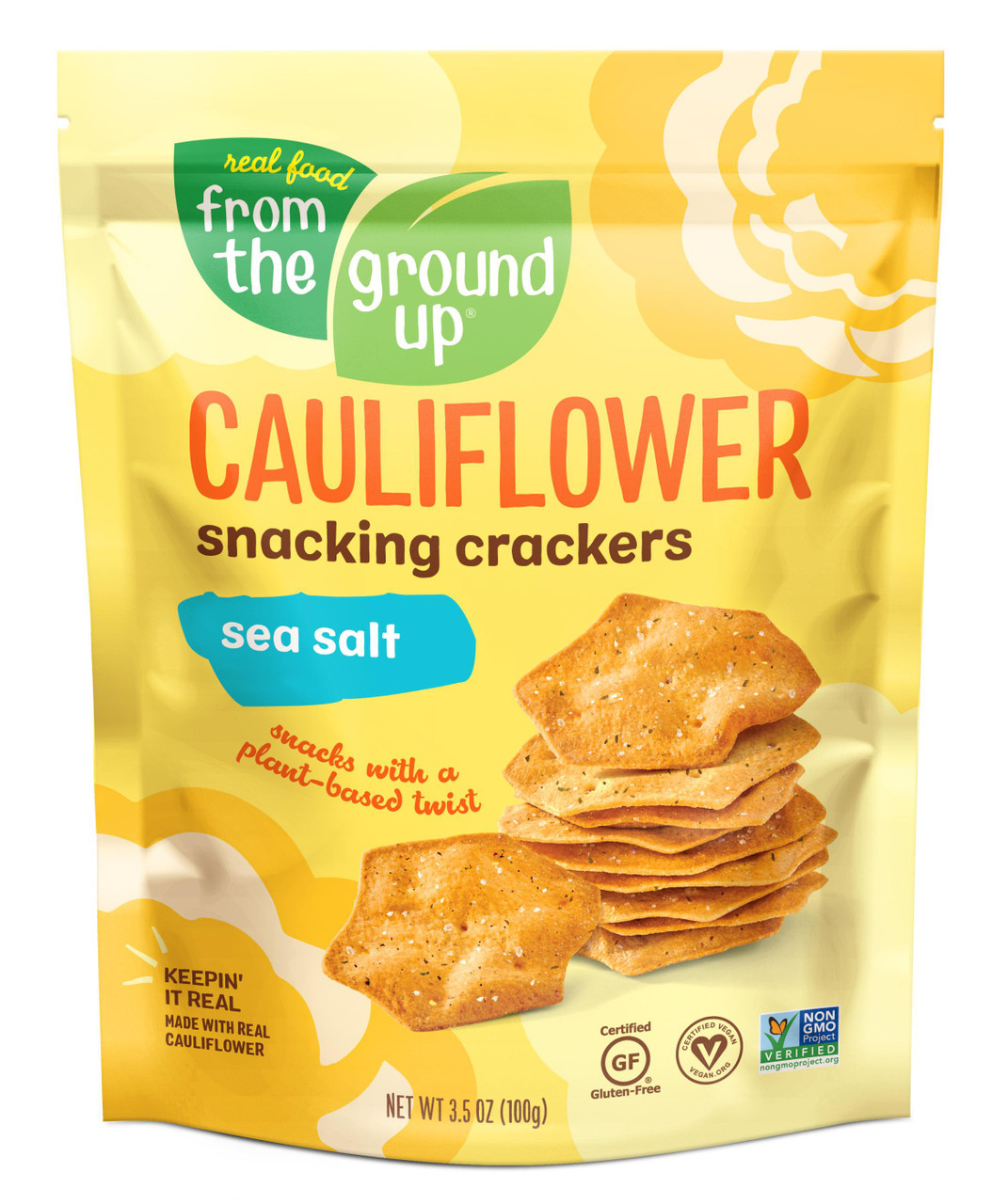 From the Ground Up Cauliflower Sea Salt Snacking Crackers 3.5 Oz