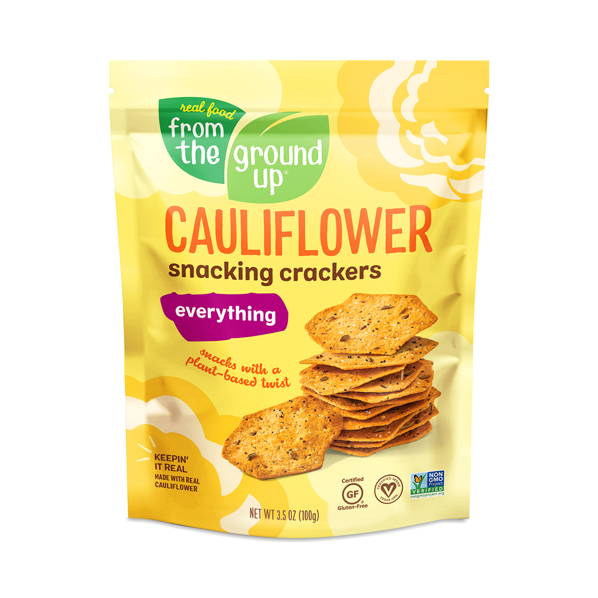 From the Ground Up Cauliflower Everything Snacking Crackers 3.5 Oz Pouch - 6ct Case