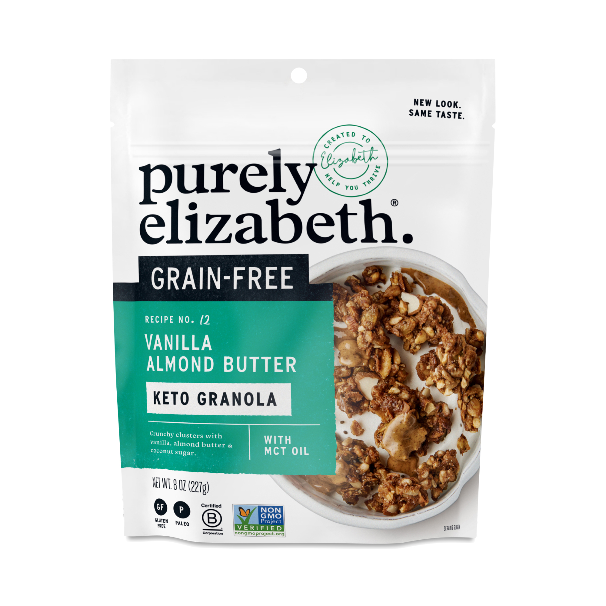 Purely Elizabeth Grain Free Vanilla Almond Butter + Mct Oil Granola Clusters 8 Oz Pouch