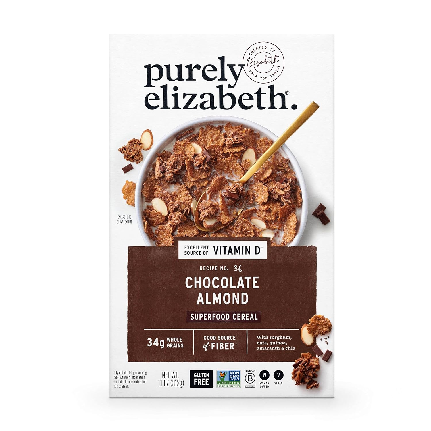 Purely Elizabeth. Chocolate Almond Superfood Cereal, 11 OZ