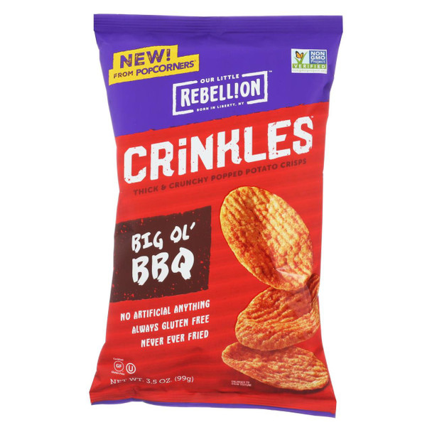 Crinkles Potato Crisps, Popped, Thick & Crunchy, Big Ol' BBQ