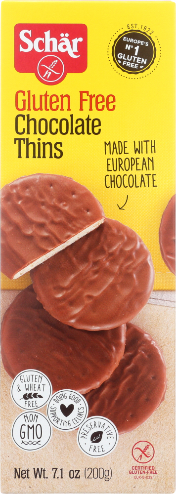 Schar Gluten Free Chocolate Thins Cookies, 7.1 Oz