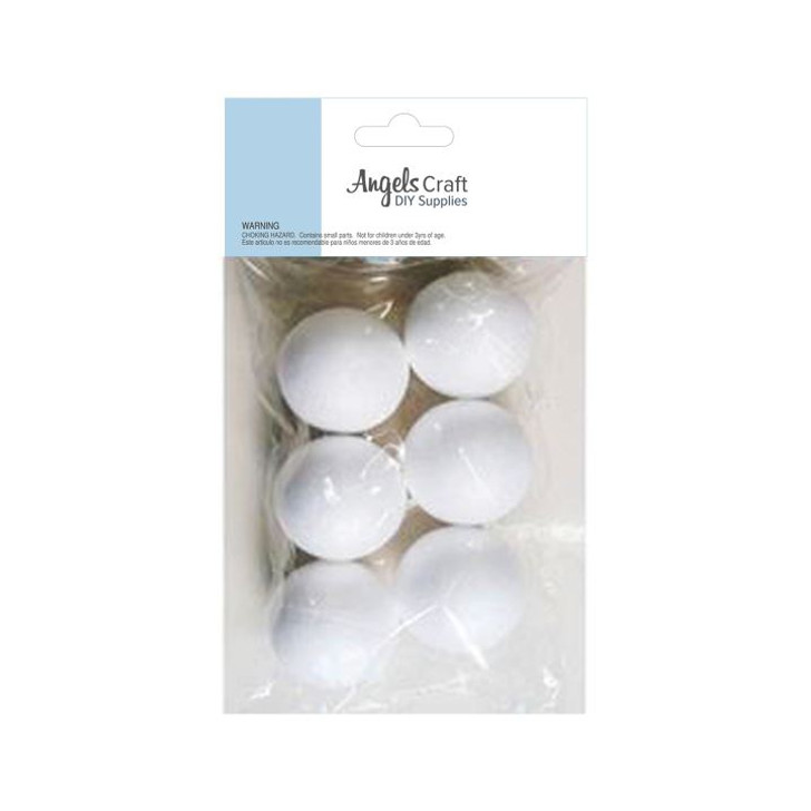 Angels Craft Styrofoam Balls 2.5" 6 Ct White