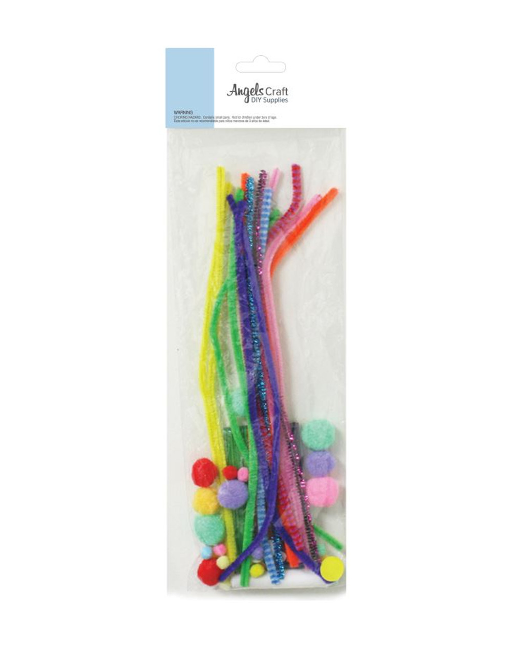 Angels Craft Chenille Stems Cotton Balls Eyes & Sticks 57 Pc